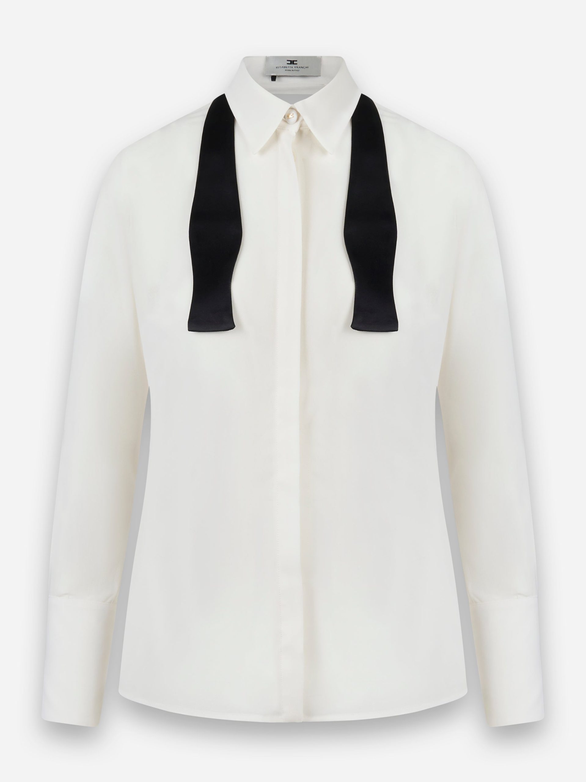 Camicia in georgette con cravattino Bianco
