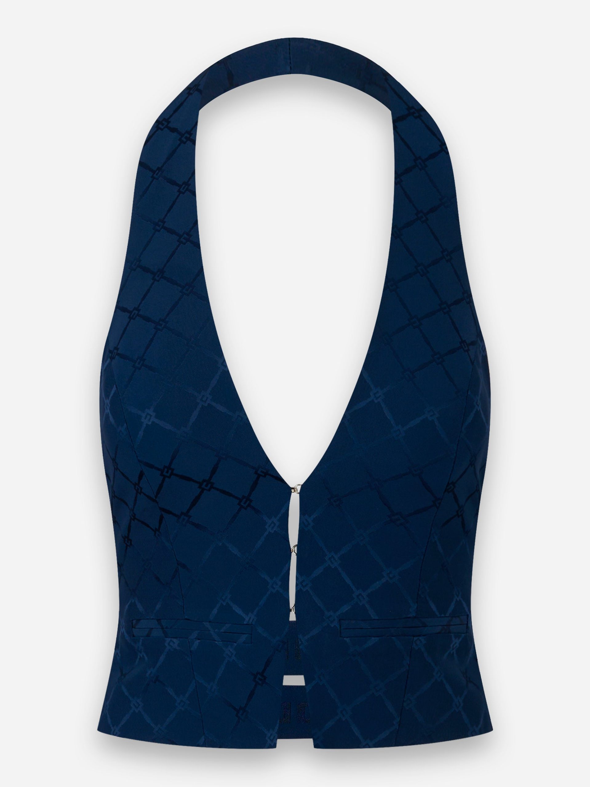 Gilet in satin con losanga jacquard Blu