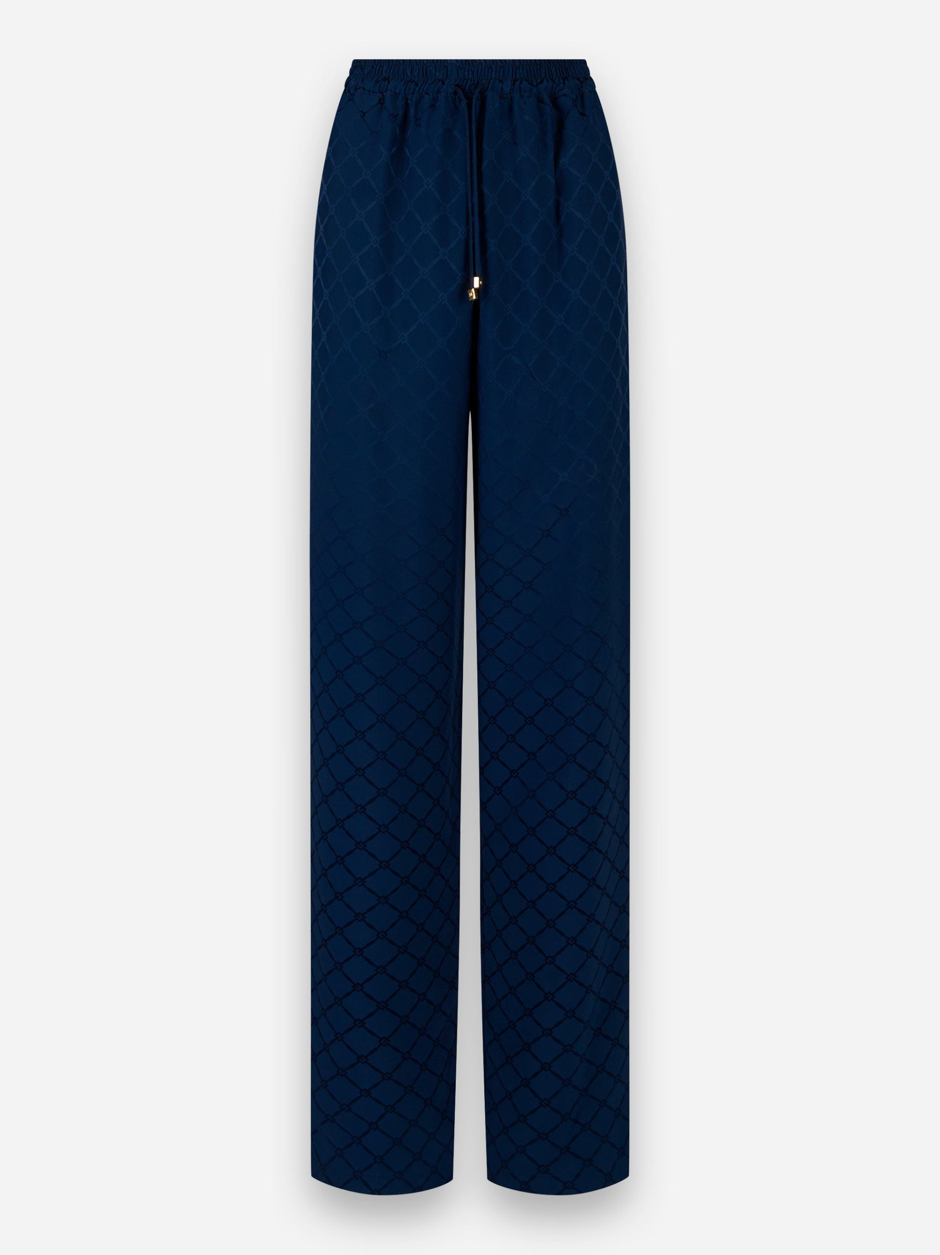 Joggers in satin con losanga jacquard Blu