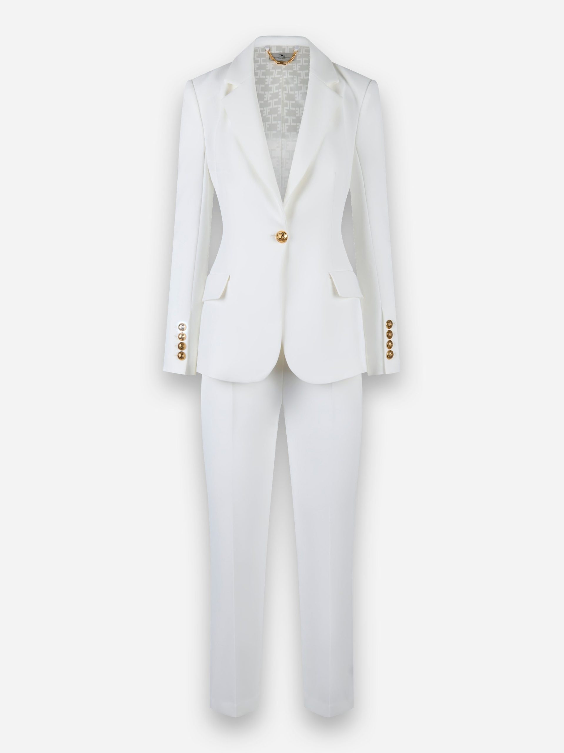 Tailleur monopetto in crepe Bianco