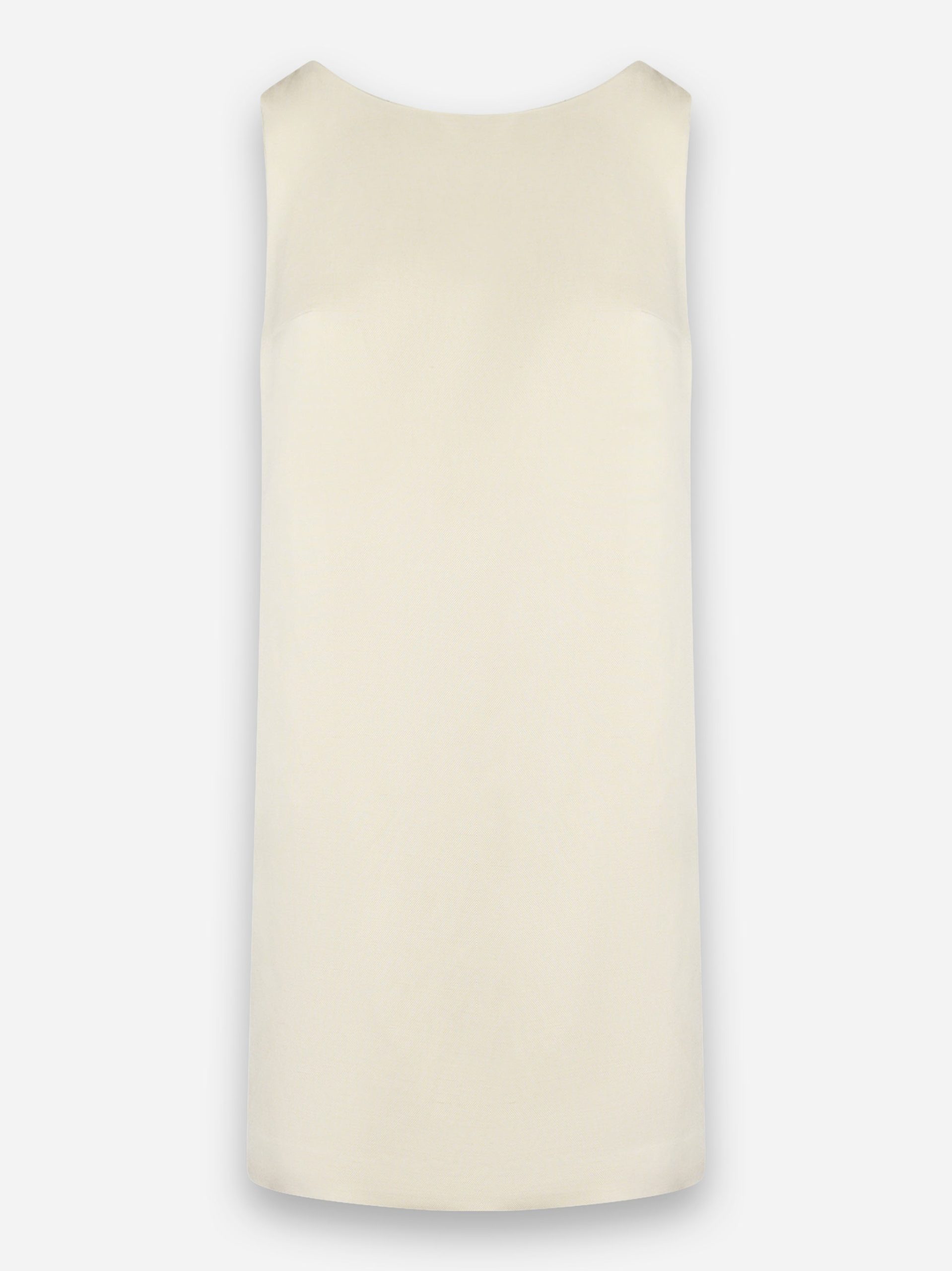 Abito girocollo smanicato in viscosa e lino Bianco