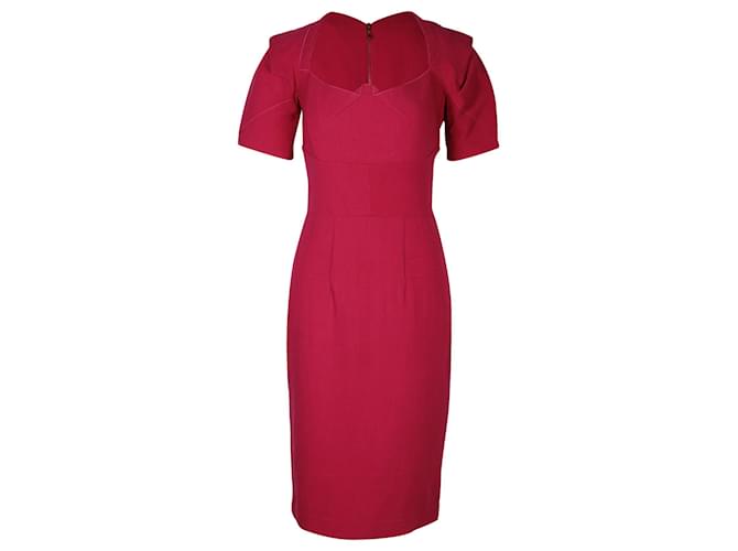 Abito midi Roland Mouret in lana rosa