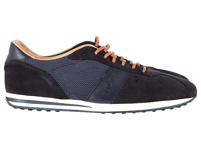 Sneakers basse stringate di Tod's in pelle scamosciata blu navy