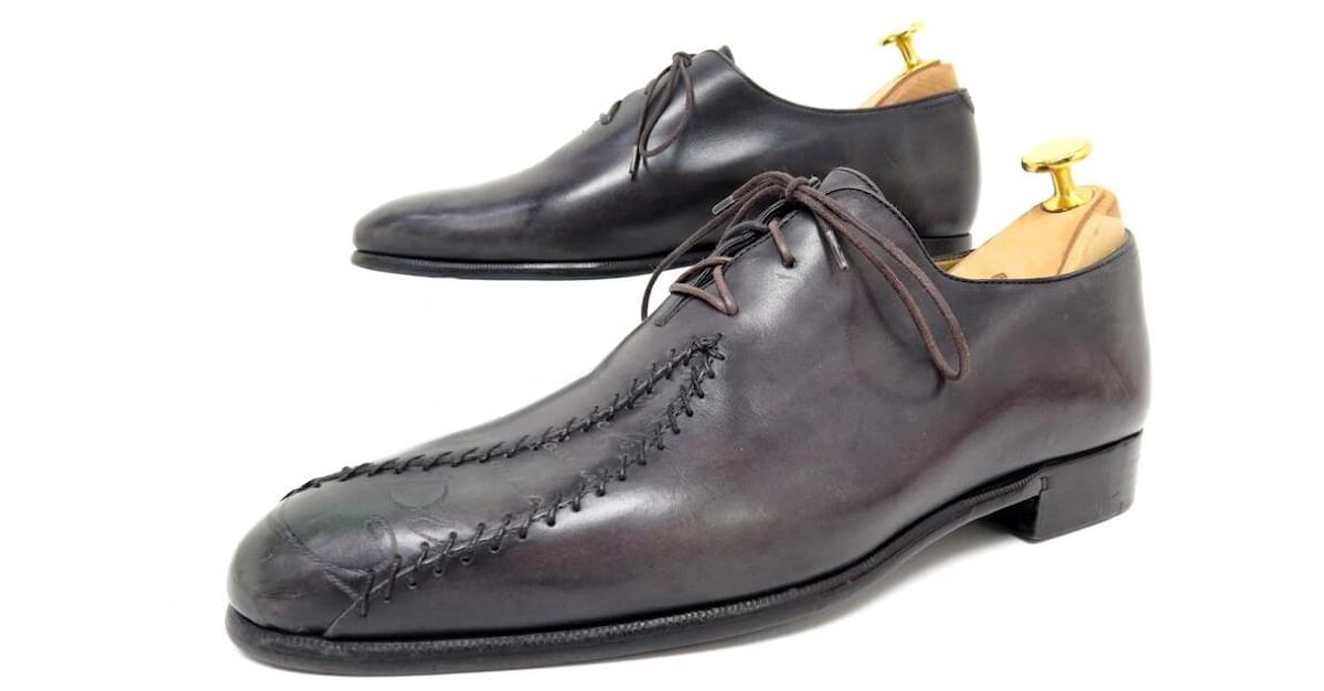 BERLUTI SCARPE RICHELIEU ALESSANDRO B1074 6 40 PEZZO SCRITTO RECUPERATO Grigio