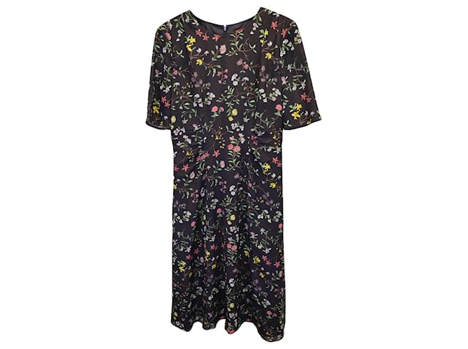 Abito Altuzarra Sylvia con stampa floreale in seta nera Stampa python