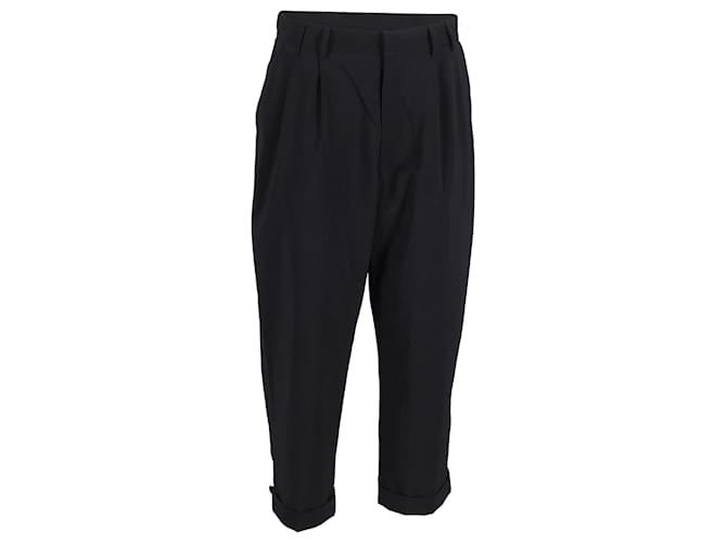 Pantaloni cropped a pieghe di Alexander McQueen in cotone nero