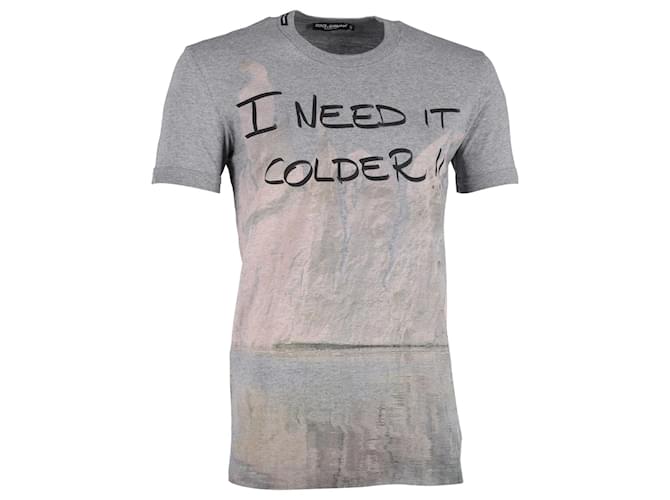 T-shirt condizionante Dolce & Gabbana "I Need It Colder" in cotone grigio Marrone