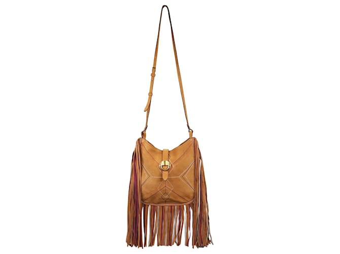 Isabel Marant Borsa a tracolla con frange in pelle scamosciata marrone chiaro Usko
