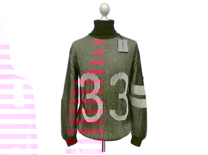 Balenciaga Maglione a collo alto Bianco Rosso