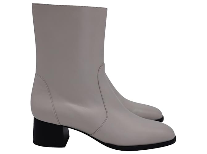 Stivaletti con cerniera Stuart Weitzman Nola in pelle color crema Bianco Crudo