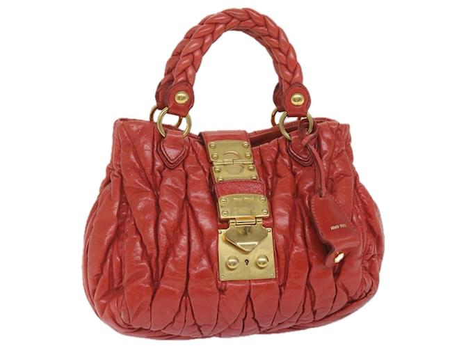 Miu Miu Materasse Borsa A Mano Pelle Rossa Auth bs10276 Rosso