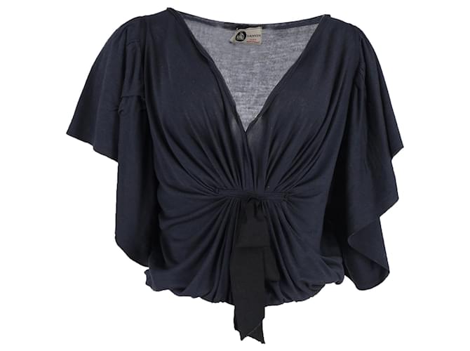 Top con arricciatura sul davanti Lanvin in cotone blu navy