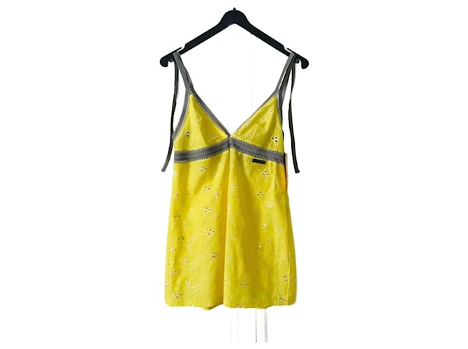 Top a spalline John Galliano Giallo