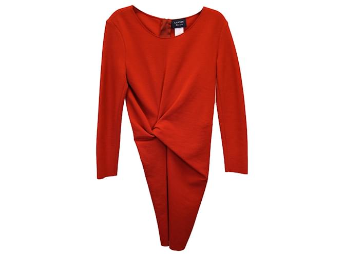 Abito Lanvin Jersey Twist in lana arancione