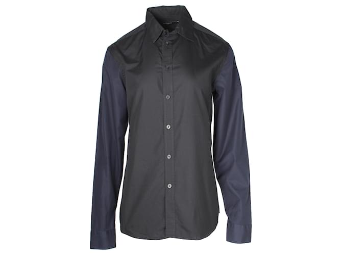 Camicia elegante con maniche Colorblock Givenchy in cotone nero e blu navy