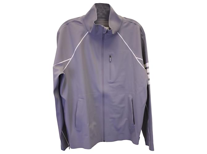 Thom Browne 4-Giacca con zip a compressione Bar in poliammide grigia Grigio