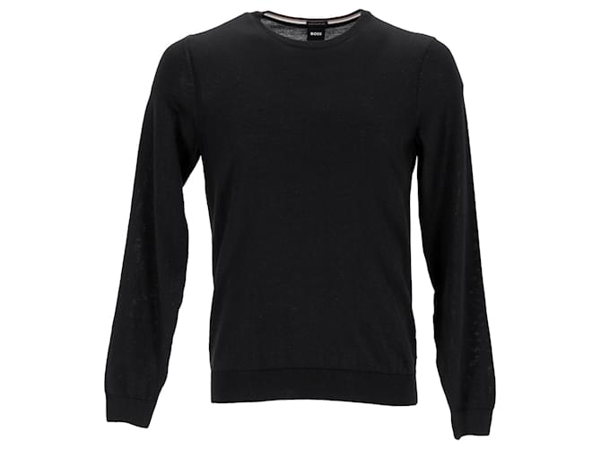 Maglione lavorato a maglia Hugo Boss in lana nera Nero