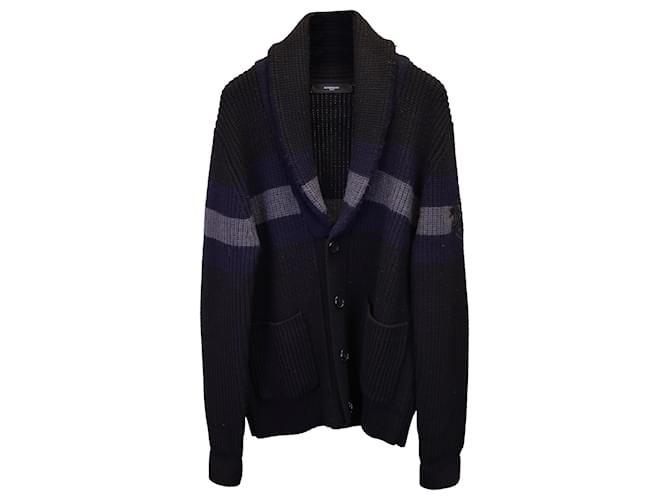 Cardigan a righe con collo a scialle Givenchy in lana nera Nero