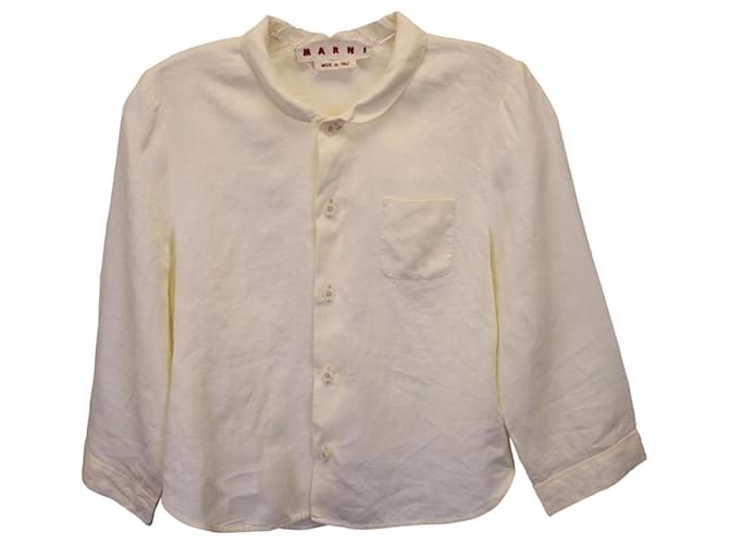 Blusa abbottonata Marni in ramiè crema Bianco Crudo