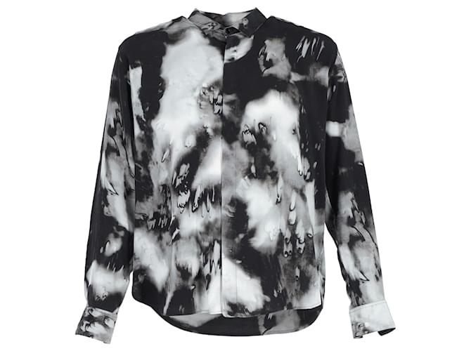 Camicia Saint Laurent Tie-Dye Button-Up in seta grigia Marrone
