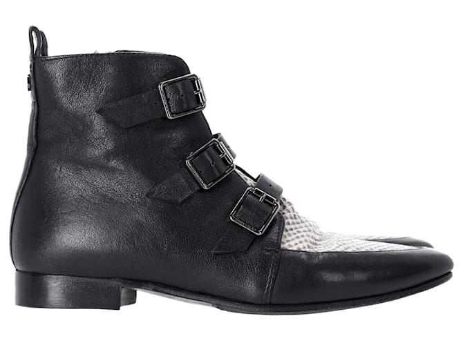 Stivaletti Jimmy Choo Marlin Snake Print in pelle nera Nero