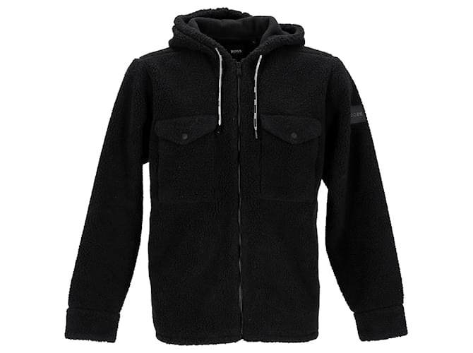 Hugo Boss Felpa con cappuccio Boss Lovelo Teddy in poliestere nero