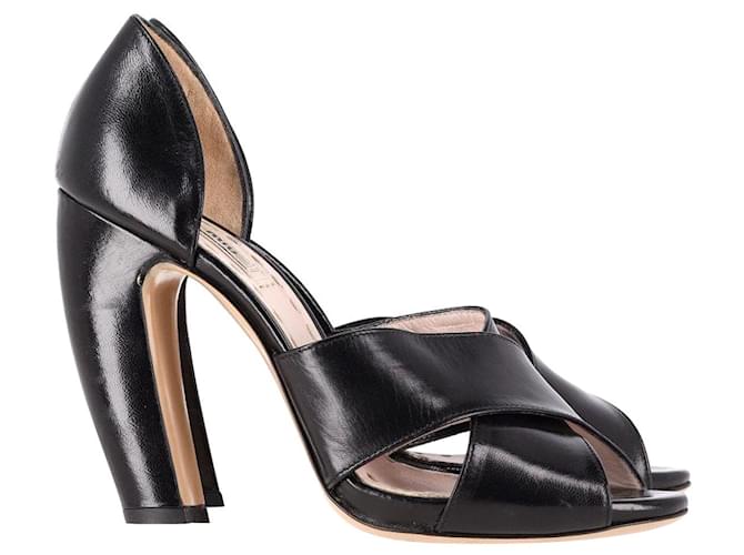 Sandali Miu Miu Con Tacco Banana In Pelle Nera Nero