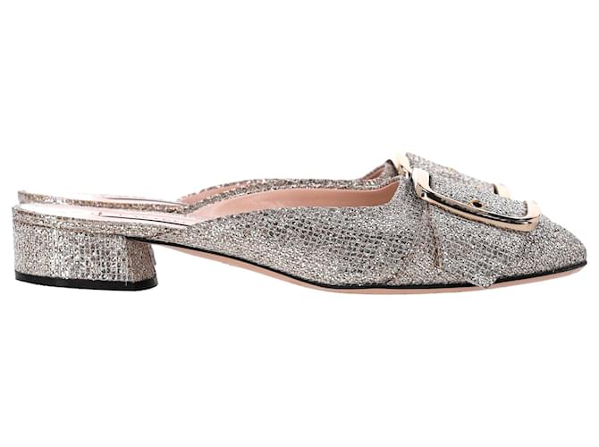 Mules Casadei Alexa con tacco basso in glitter oro D'oro Metallico