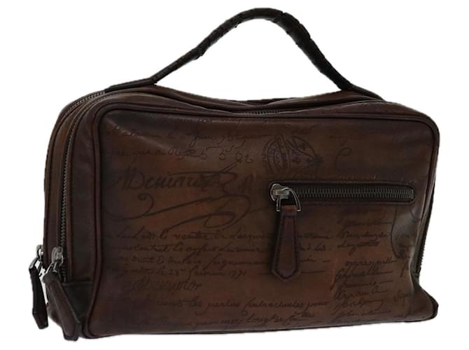 Formula Berluti 1002 Pochette Pelle Marrone Auth bs12478