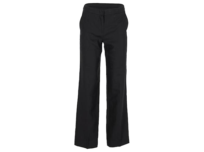 Pantaloni Max Mara a gamba larga in lino nero