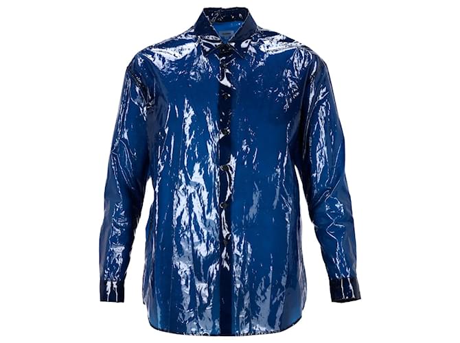 Camicia Pista con rivestimento in plastica Jil Sander in poliestere blu