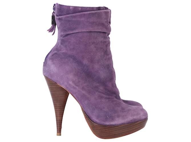 Stivaletti con tacco alto Balmain in pelle scamosciata viola Porpora