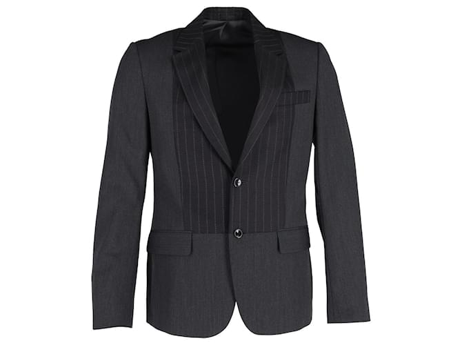 Blazer a righe Alexander McQueen in lana nera Nero