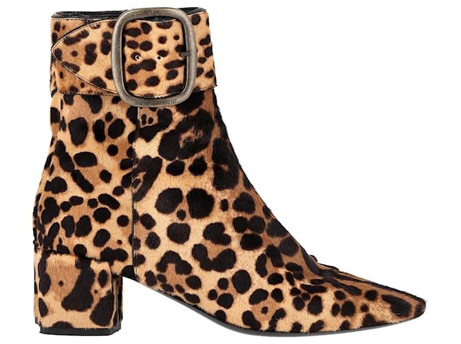Stivaletti con fibbia Saint Laurent in cavallino con stampa animalier Stampa python