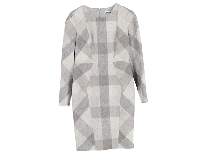 Abito a maniche lunghe stampato Jil Sander in lana grigia Grigio