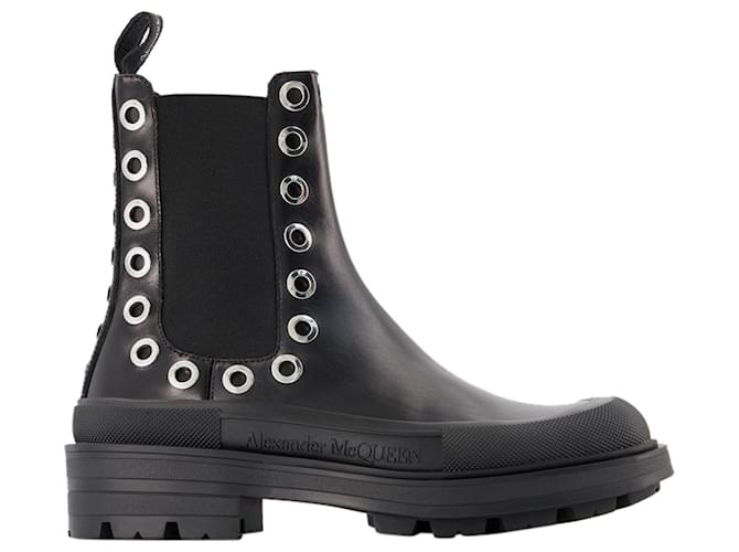 Stivaletti Tread Slick - Alexander Mcqueen - Neri/Bianco - Pelle Nero