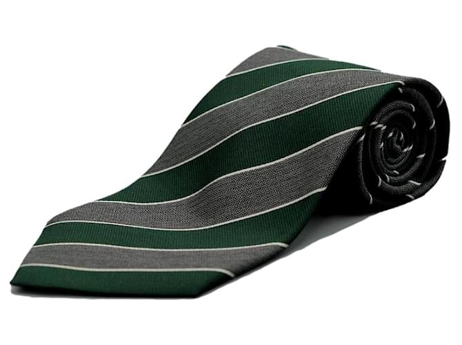 Ermenegildo Zegna Corbata a Rayas Verdes y Grises