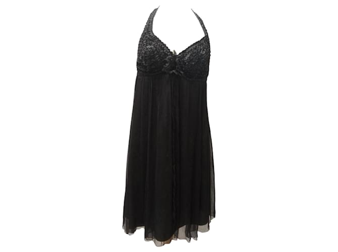 Autre Marque Vestido de Seda Negro Nero