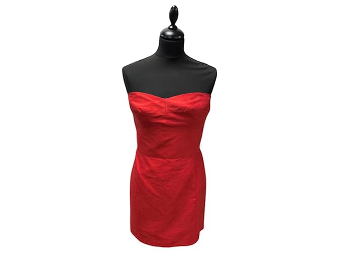 Ralph Lauren Vestido Rojo de Palabra de Honor Rosso
