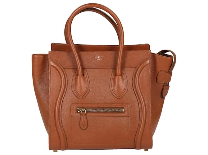 Luggage Céline Borsa Micro Bagagli CELINE in pelle di vitello color Siena Marrone
