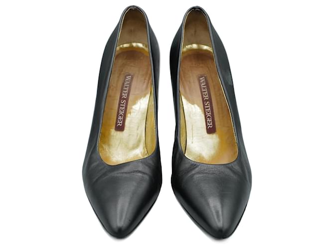 Walter Steiger Tacón de Cuero Negro Nero