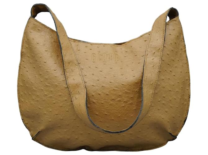 Autre Marque Bolso Pouch Camel de Piel de Avestruz Cammello