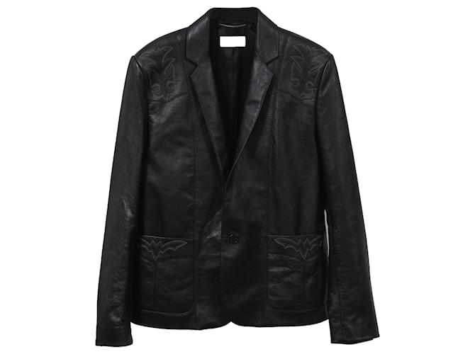 Giacca blazer western Saint Laurent in pelle nera Nero