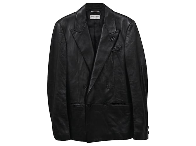 Giacca Saint Laurent con petto foderato in pelle nera Nero