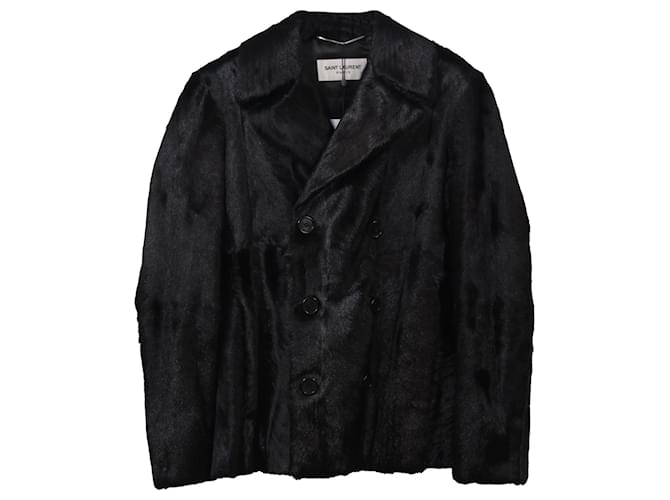 Giacca Saint Laurent con petto foderato in pelle di capra nera Nero