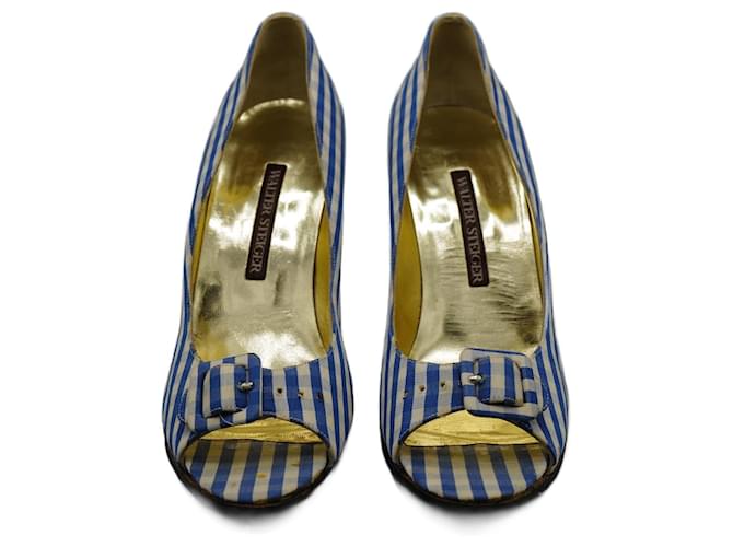 Walter Steiger Tacones de Tela Azul e bianco Blu