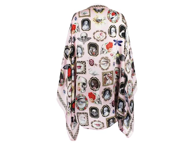 Cappa in seta Alexander McQueen Memento Mori Multicolore