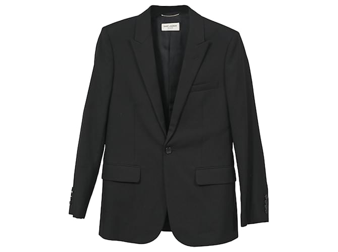 Blazer slim fit Saint Laurent in lana nera Nero