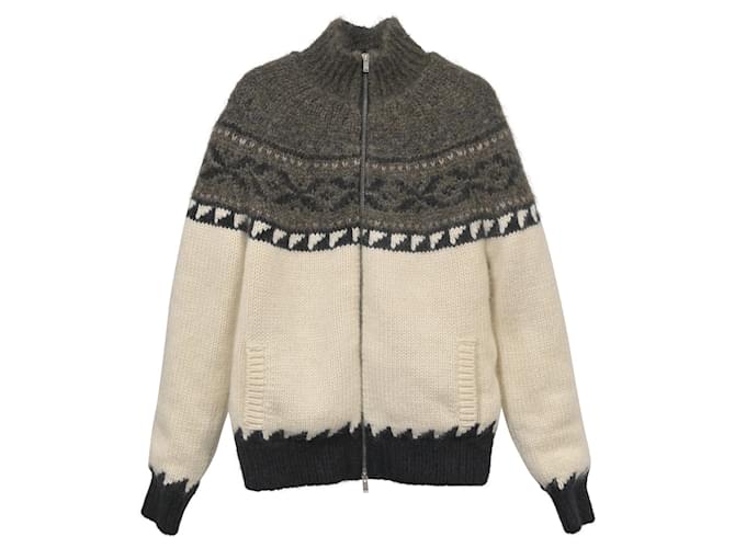 Giacca in maglia con zip Saint Laurent in lana bianca Bianco