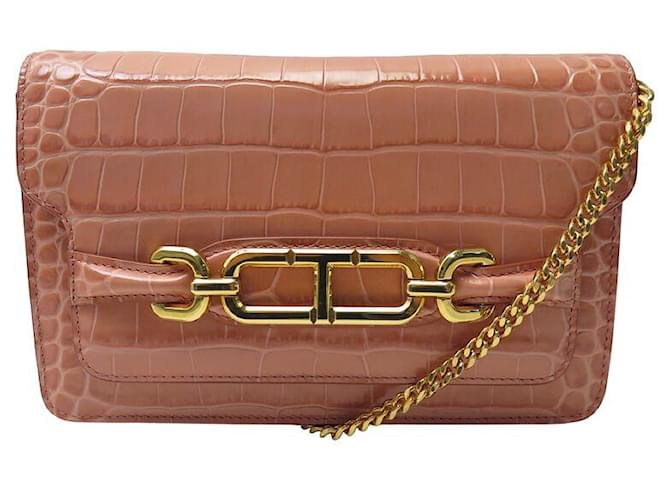 NUOVA BORSA A MANO PICCOLA TOM FORD WHITNEY L1738-LCL395X BORSA IN PELLE COCCODRILLO Rosa